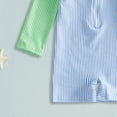 thumbnail image 5 of BOBOGOJP Baby Boys Girls Swimsuit One Piece Striped Zipper Bathing Suit Rash Guard Long Sleeve Seersucker Swimwear Sunsuit Light Blue for Size 0-3 Months, 5 of 6
