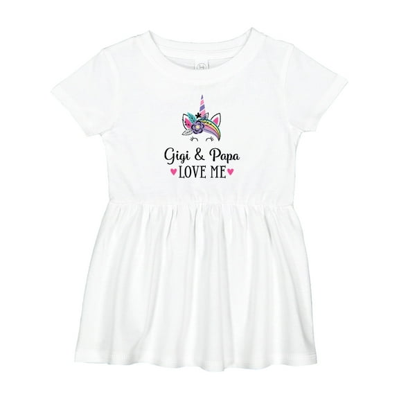 Inktastic Gigi and Papa Love Me Unicorn Girls Baby Dress