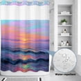 thumbnail image 3 of No Hook Shower Curtain, Coastal Ocean Shower Curtains for Bathroom with See Through Top Window, Sparkle Sea Abstract Colorful Waterproof & Washable Bath Curtain Extra Long 72"x96", 3 of 9