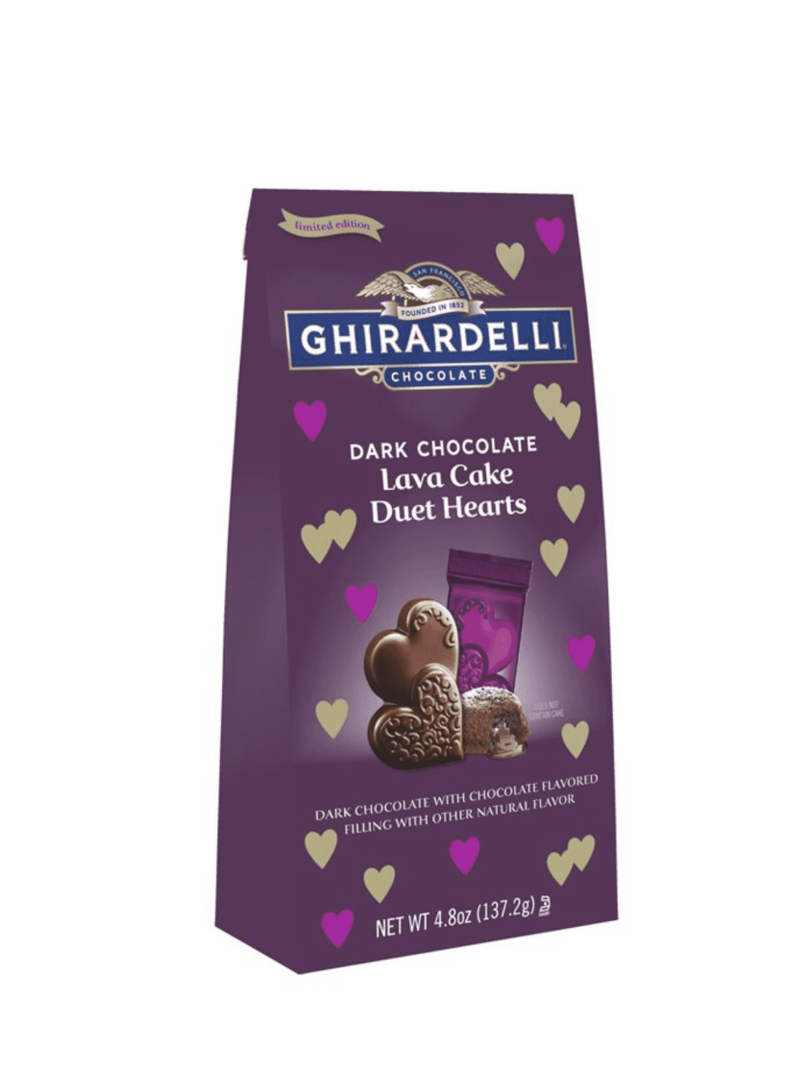 Ghirardelli Valentine's Dark Chocolate Lava Cake Duet Hearts Bag 4