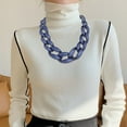 thumbnail image 4 of BOCAR Statement Chunky Acrylic Chain Link Choker Necklace Fashion Women Collar Necklaces Acrylic Resin Chain Necklace(N0097-Frosted Blue), 4 of 7