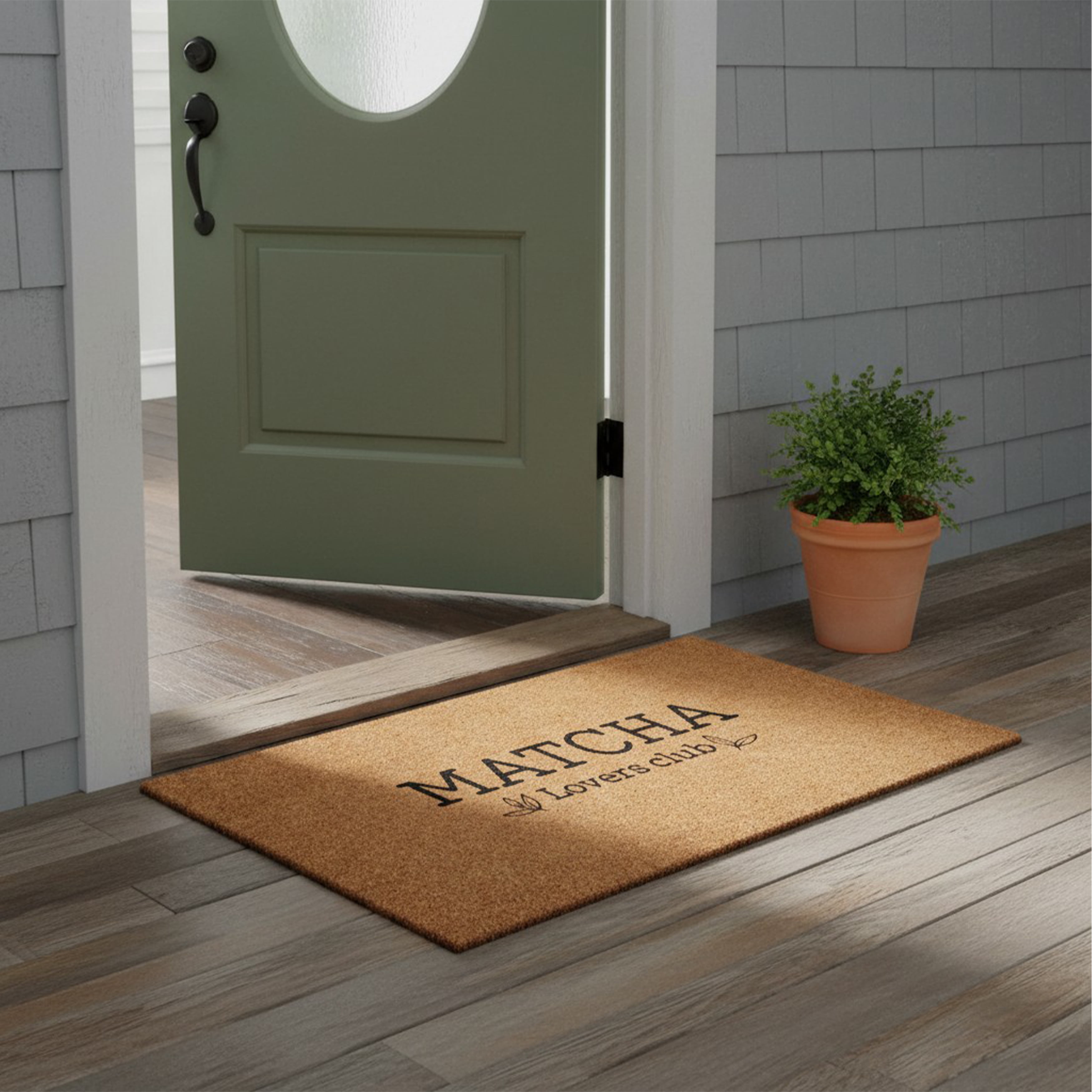 Matcha Lovers Club Non Slip Vinyl Backing, Front Door Mat, Entryway Door Mat, 24"x36"