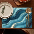 thumbnail image 4 of Blue Gold Marble Pattern Summer Placemats Table Placemats Set Of 6-Linen Kitchen Washable Placemats Table Mats 11.8"x17.7" Non-Slip Heat Resistant, 4 of 5