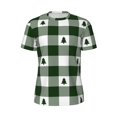 thumbnail image 5 of Wukai Green White Lumberjack Plaid Print Men's Short-Sleeved Mesh T-Shirt,Quick-Dry Short Sleeve Workout T-Shirt-6X-Large, 5 of 8