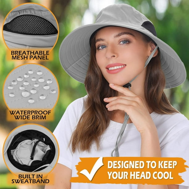 Sun Hat for Men/Women, Waterproof Wide Birm Bucket Hat UV