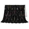 thumbnail image 2 of Black Gothic Damask Candelabra Raven Key Pattern Flannel Blanket Home Decor for Gothic Art Fans Halloween Gift Cozy Victorian Scrollwork Living Room Bedroom Den Lounge, 2 of 9