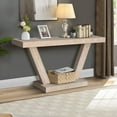 thumbnail image 6 of 60-Inch Rustic Entryway Bench with 2-Tier Storage, Farmhouse Style Shoe Storage Cabinet, Distressed Solid Wood Veneer Console Table for Hallway, Living Room and Behind Sofa, Antique Natural, 6 of 7