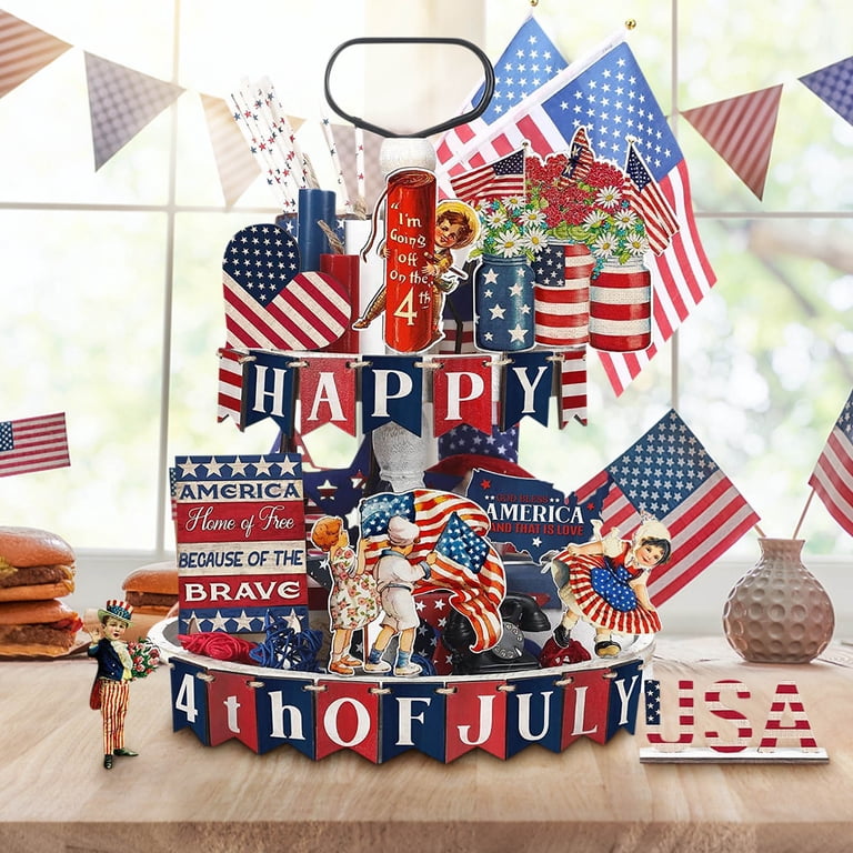 限定Titleist ネームプレート アメリカ国旗デザイン4枚 Cadorn Fourth of July Tiered Tray Decor Set – Independence Day