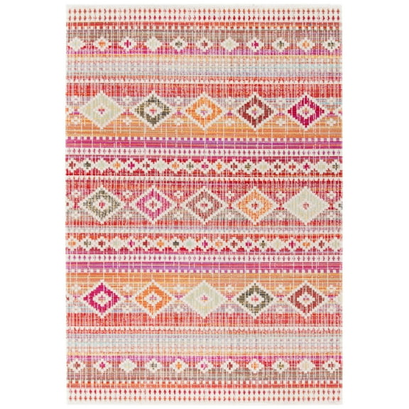 SAFAVIEH Montage Watson Geometric Indoor/Outdoor Area Rug, Red/Fuchsia, 8' x 10'