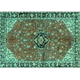 thumbnail image 1 of Ahgly Company Machine Washable Indoor Rectangle Medallion Turquoise Blue Traditional Area Rugs, 7' x 10', 1 of 4