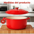 thumbnail image 3 of Olla De Hierro Vaciado Esmaltado Elly Zafiro 3 QT ( 2.84 Litros) Con Tapa Para Horno Y Asas Roja, 3 of 7