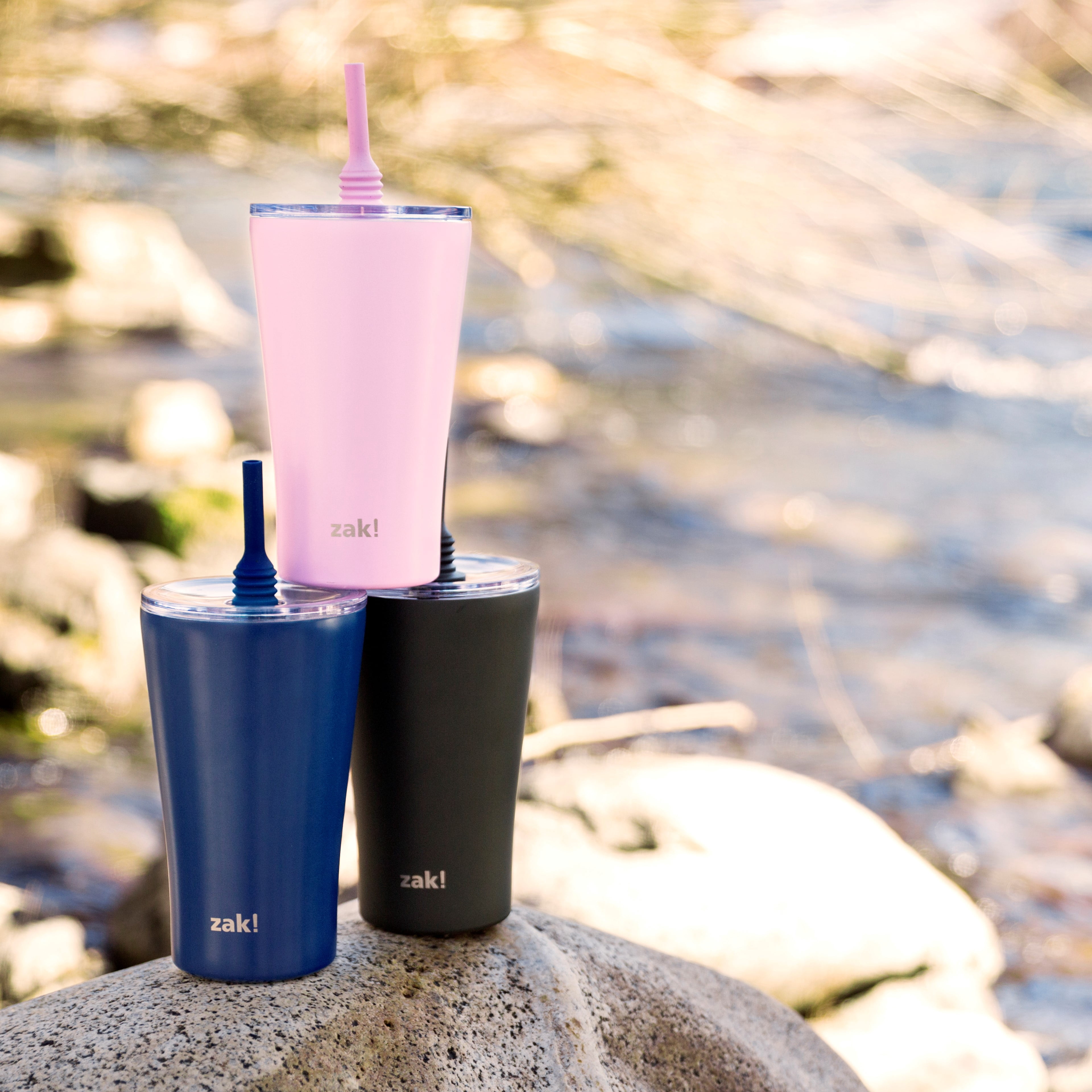 Zak Designs 20 oz. Travel Straw Tumbler Alfalfa Vacuum Insulated Stainless Steel with Silicone Straw and Splash-Proof Lid for Cold Drinks