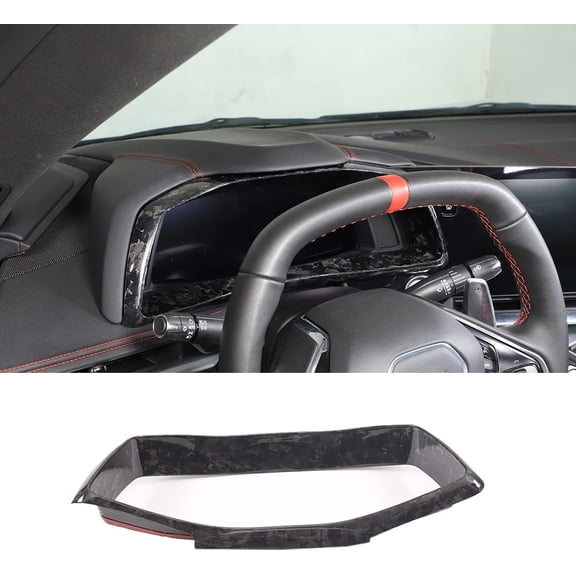 TINKI Real Carbon Fiber Dashboard Panel Trim Cover Frame Fit for Chevrolet Corvette C8 2020-2023, Center Console Dash Board Trim Frame, Dial Dashboard Moulding Decorative Accessories
