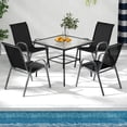 thumbnail image 4 of Costway 2PCS Patio Dining Chairs Stackable Armrest Space Saving Garden, Black, 4 of 8