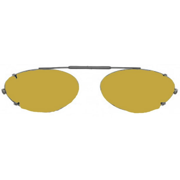 Shade Control Visionaries Polarized Clip on Sunglasses Almond Bronze Frame 51 x 36