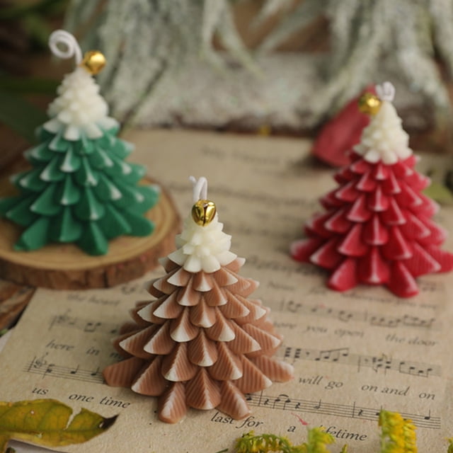 Xihbxyly Vela para Árbol de Navidad, Diseño Artesanal de Cera, Colores Festivos, Decoración de Mesa, Caja de Regalo Especial, Ideal para Reuniones Familiares, Tamaño 8 X 7 Cm