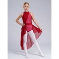 thumbnail image 2 of Haitryli Kids Girls Hater Lyrical Contemporary Dance Dress High Low Skirt Floral Lace Leotard Sleeveless Ballet Dancewear Burgundy 10, 2 of 7