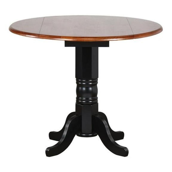 Pemberly Row Contemporary 42" Extendable Wood Pub Table in Black