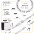 thumbnail image 4 of BEBERLINI Cuban Link Bracelet Silver Curb Bracelet 8.5" Stainless Steel Chain Fashion Jewelry for Adult Men 10 mm, 4 of 7