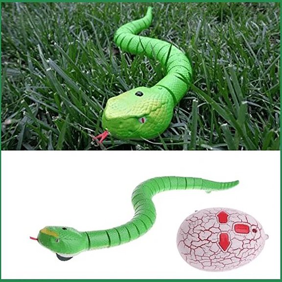 Prank Toys RC Snake 16 Inches Realistic Remote Control Set Adults, Infrared Simulation Reptile for April Fools Day Pranks, Funny Birthday Gifts Party Favors(Green)