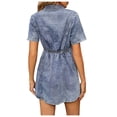 thumbnail image 2 of Vestido vaquero para mujer, con cuello con muesca y botones a presión, cintura elástica, para llevar en verano o en looks informales., 2 of 8