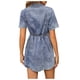 thumbnail image 2 of Vestido vaquero para mujer, con cuello con muesca y botones a presión, cintura elástica, para llevar en verano o en looks informales., 2 of 8