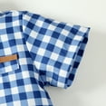 thumbnail image 6 of KIMI BEAR Baby Boys Outfits 18 Months Infant Boy Spring Summer Outfits 24 Months Infant Boy Lattice Prints Short Sleeve Lapel Shirt + Suspender Shorts 2PCS Set Royal Blue, 6 of 10