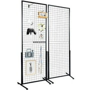 Vevor  2 x 5.6 ft. Grid Wall Panels Tower, Wire Gridwall Display Racks with T-Base Floorstanding, Double Side Gridwall Panels for Art Craft Shows - Pack of 2