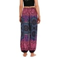 thumbnail image 2 of SWSMCLT Women's Boho Pants Harem Beach Baggy Trousers Print Bloomer Yoga Hippie Drawstring Elastic Waist Aladdin Indian Thai Bohemian Cinch Bottom Patterned2 One Size, 2 of 5