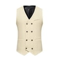 thumbnail image 1 of Men Solid Fashion Retro Have Pockets Double-Breasted V-Neck Vest Tops Blouse, 1 of 9