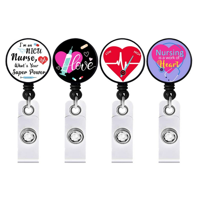 4Pcs Retractable Badge Reel Holder Nurse Badge Holder Doctor Badge
