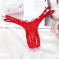 thumbnail image 3 of Sexy Femmes Pearl Massuge Slips Broderie Creuse G-String Culotte String Mode Papillon, 2 Pcs Rouge, 3 of 4