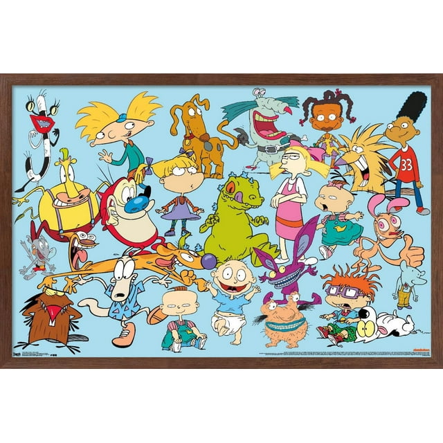 Nickelodeon Characters Wall Poster, 14.725" x 22.375" Framed