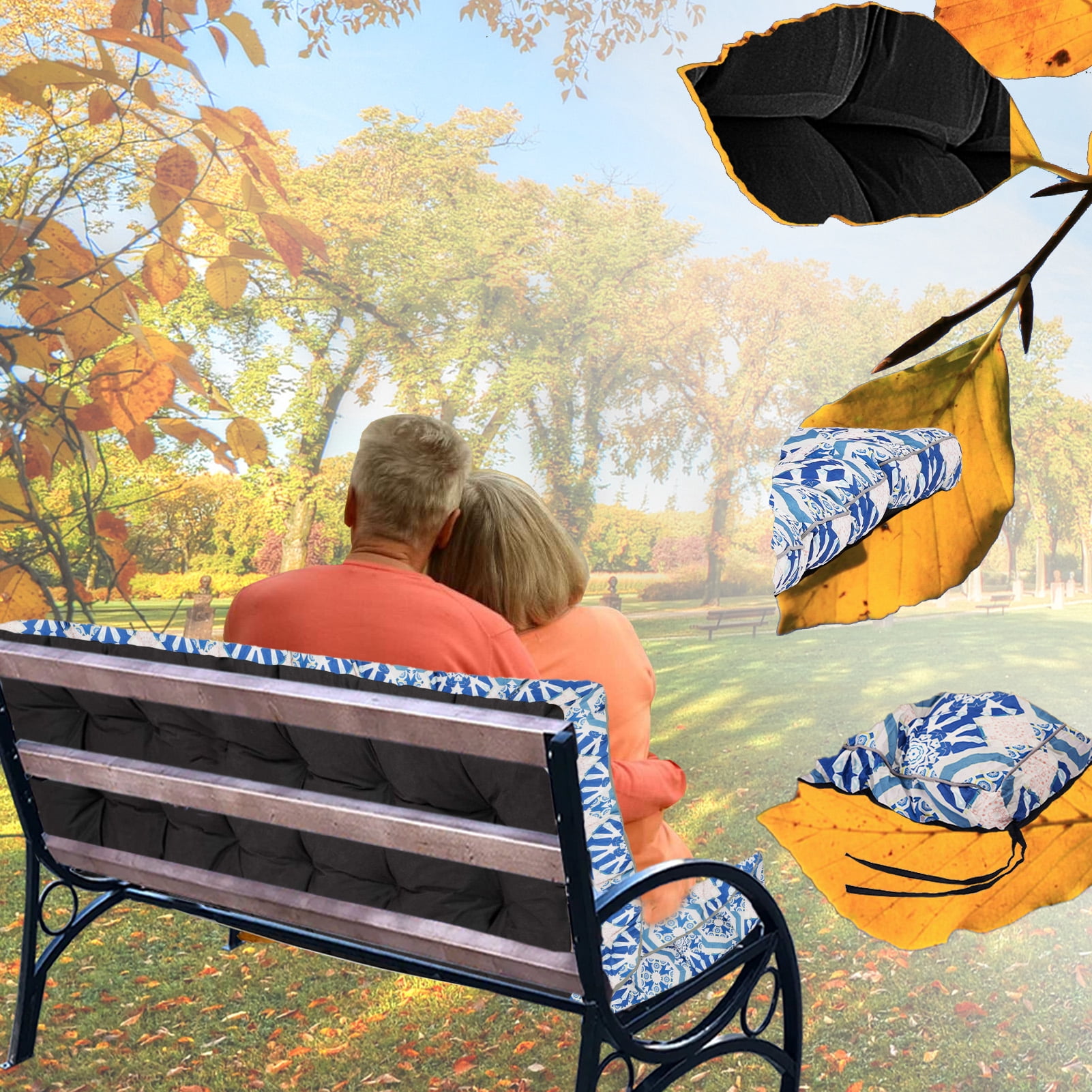 Porch Swing Cushion Thicken 4", 63" Swing Cushions 2-3 Seater Replacement, Waterproof Bench Cushions with Backrest, Anti-Fading Patio Swing Chair Pads for Outdoor Garden Furniture