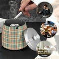 thumbnail image 4 of Yayeee Ashtray with Lid for Cigarette Smokeless Stainless Steel Home Ash Holder, Red Green Tartan Pattern, 4 of 7