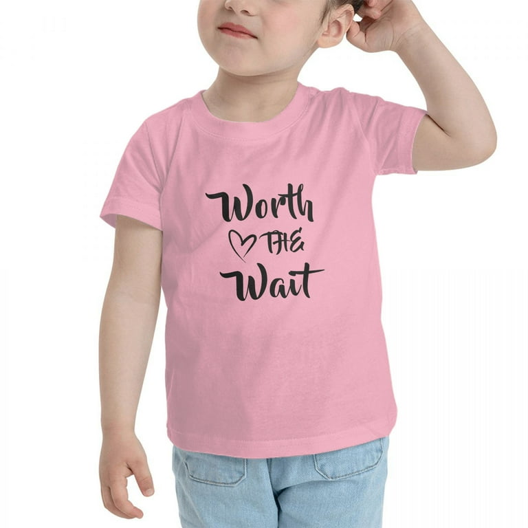 Worth The Wait Cute Toddler T-Shirts for Boys Girls (Pink, Youth XL)