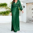 thumbnail image 2 of IROINNID Maxi Dress for Women Solid Color Sleeveless Full Dress Sling V-Neck Dress ,Green, 2 of 5