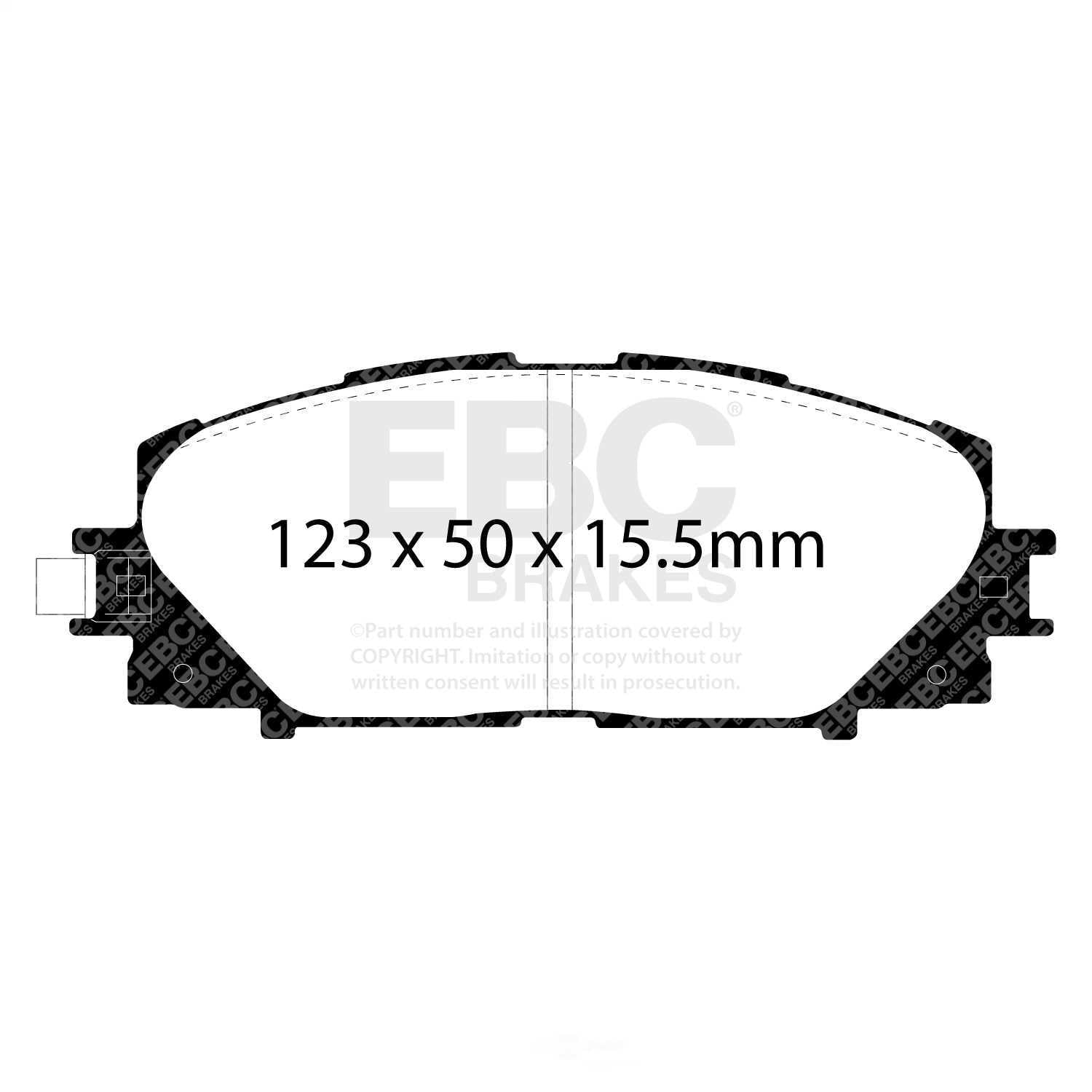 EBC Brakes DP21817/2 Greenstuff 2000 Series Sport Brake Pads, FMSI Pad No. D1184 Pad Dimensions