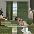 thumbnail image 2 of Lapalife 2 Panels Blackout Velvet Curtains, Scroll Floral Pattern Rod Pocket Thermal Insulated Velvet Curtain Drapes for Living Room, 52"x 84", Green, 2 of 7