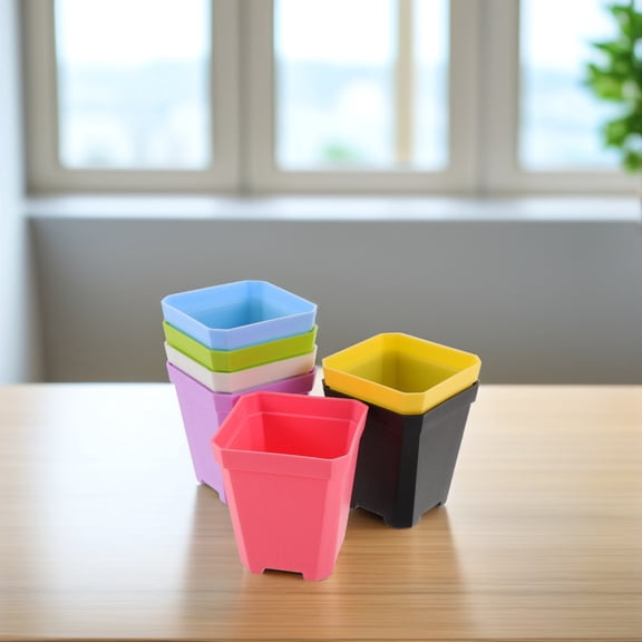 Alasum 7-Piece Set of Compact Plastic Flower Pots for Indoor , Cacti, and Decorative Planting