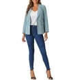 thumbnail image 2 of INSPIRE CHIC Women's Work Office Blazer Long Sleeve Suit Jacket Blazer XS Grey Blue, 2 of 6