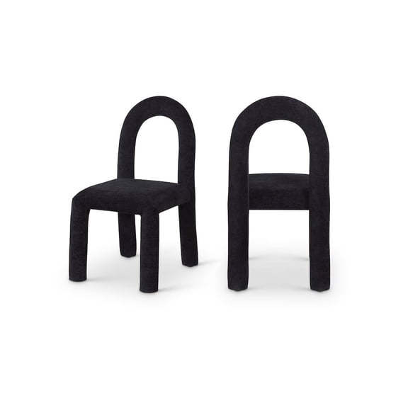 Meridian Furniture Amari Black Chenille Fabric Dining Chair, Set of 2