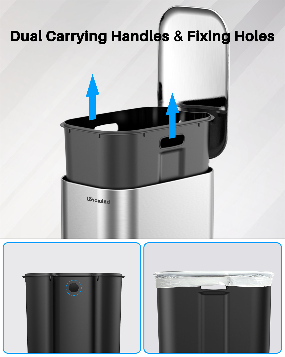 8 Gallon (30L)Trash Can,Stainless Steel Step Garbage Can with Lid ,Waste Bin for Kitchen,Bathroom,Bedroom Home Office,Silver