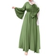 thumbnail image 3 of ZANZEA Women's Muslim Long Sleeves Casual Big A Swing Belted Solid Color Dresses, 3 of 5