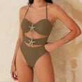 thumbnail image 5 of Guluxicc Women's Halter Neck One Piece Swimsuit Starfish Decor Cut Out Solid Color Push-Up Padded Bathing Suit Holiday Beach Swimwear, 5 of 6
