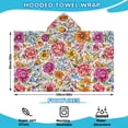 thumbnail image 2 of Pioneer Flower Floral Print Pattern Hooded Bath Towel，60"x35" for Ages 3 To 12 Kids, Quick Dry Lightweight Soft Microfiber Hood Beach Towel Cover Up for Kids, 2 of 7