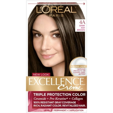 L'Oreal Paris Excellence Creme Permanent Triple Protection Hair Color, 4A Dark Ash Brown, 1