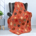 thumbnail image 4 of Childish Soft Flannel Fleece Blanket, Bear Holding Umbrella in a Rainy Autumn Forest Fall Trees Doodle, Cozy Plush for Indoor and Outdoor Use, 50" x 60", Burnt Sienna and Multicolor, by Ambesonne, 4 of 5