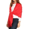 thumbnail image 3 of Sakkas Iris Warm Super Soft Pashmina Shawl / Scarf with Fringes - Red - One Size Regular, 3 of 5