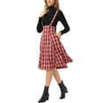thumbnail image 4 of INSPIRE CHIC Overall Plaid Dress for Women's Christmas Tartan Pinafore Suspender Skirt S Dark Red, 4 of 5